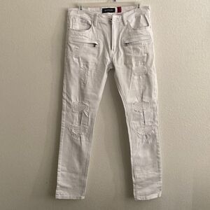 MAKOBI Men’s Distressed Style White Jeans Size 34” x 32”